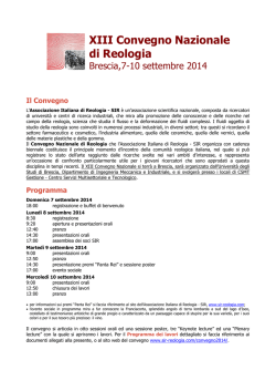 Newsletter per convegno di Reologia - CSMT Gestione