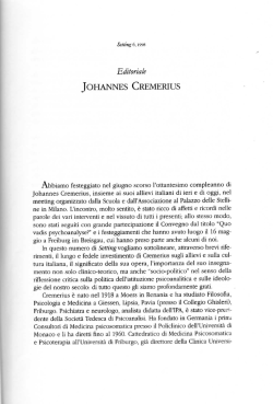 Ciro Elia: Editoriale Johannes Cremerius