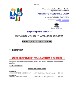 COMUNICATO ufficiale LND n.200 del 26 marzo 2014