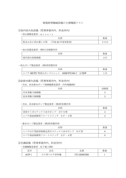 建築附帯機械設備の主要機器リスト ①屋内消火栓設備（管理事務所内