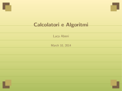 Calcolatori ed Algoritmi