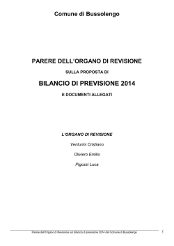 BILANCIO DI PREVISIONE 2014