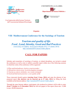 CALL FOR PAPERS - Universit&agrave; della Calabria