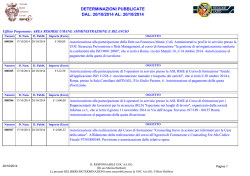 determinazioni pubblicate dal: 20/10/2014 al: 20/10/2014