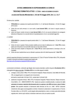 avviso ammissione in soprannumero - Universit&agrave; degli Studi di Trento