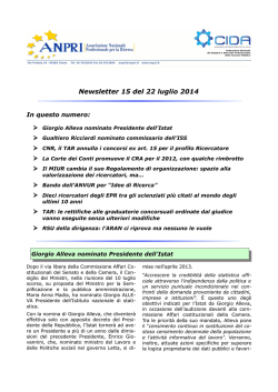 Newsletter 15 del 22 luglio 2014