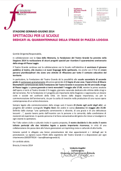 Informativa spettacoli Scuole per 40&deg; strage piazza Loggia
