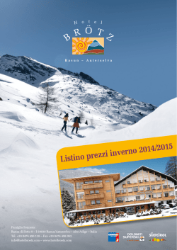 Listino prezzi inverno 2014/2015