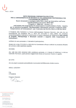 Esito bando WP4 - Fondazione La Fornace