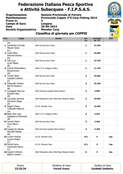 Disputata la 3A Prova del Provinciale a Coppie
