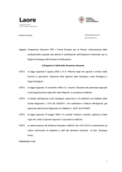 Oggetto: Programma Operativo FEP ( Fondo Europeo per la Pesca