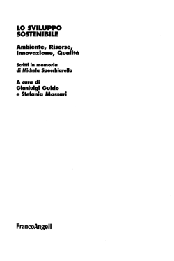 LO SVILUPPO SOSTENIBILE Ambiente, Risorse, Innovazione