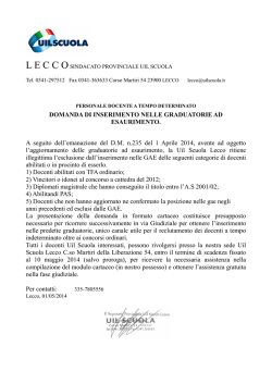 COMUNICAZIONE GAE ESCLUSI - Istituto Comprensivo Lecco 1