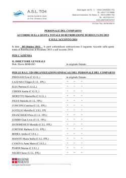 PERSONALE DEL COMPARTO ACCORDO SULLA