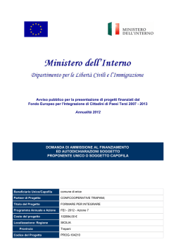 Progetto FEI &ndash; DOMANDA DI PARTECIPAZIONE
