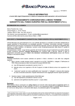 FOGLIO INFORMATIVO - Ricerca Filiale