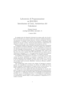 Laboratorio di Programmazione aa 2012/2013 Introduzione al