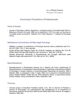 curriculum vitae - Dipartimento di Psicologia dei Processi di