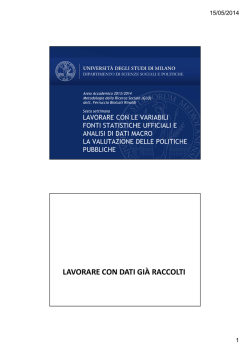 lavorare con dati gi&agrave; raccolti - Dipartimento di Scienze sociali e