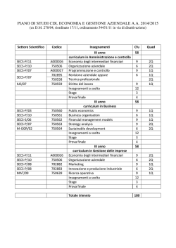 Piano di studi Economia e gestione aziendale (54451
