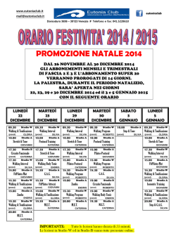 orario periodo natalizio