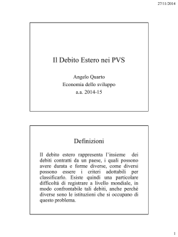 Il Debito Estero nei PVS - Dipartimento di Comunicazione e Ricerca