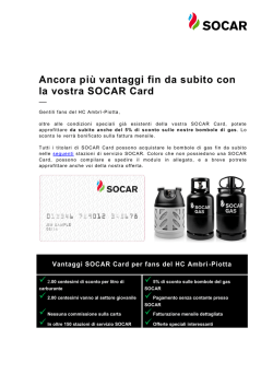 Ancora pi&ugrave; vantaggi fin da subito con la vostra SOCAR Card