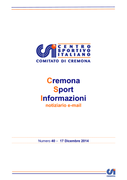 Notiziario numero 40 del 17/12/2014