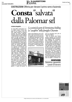 Consta. "salvata" dalla Palomar srl