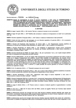 Bando Esame di Ammissione - Corso di studi di Conservazione e