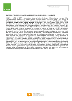 Ansa, 17 ottobre 2014 Guardia finanza, mercato falso fattura in Italia
