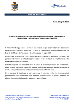 Rinnovata la convenzione tra Guardia di Finanza ed Equitalia Si