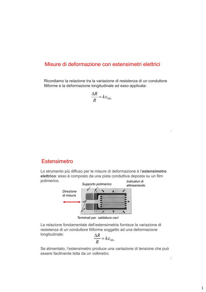 Misure Di Deformazione Con Estensimetri Elettrici Estensimetro