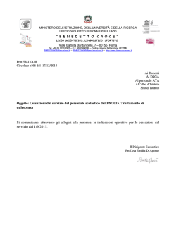 Cessazioni dal servizio del personale scolastico dal 1/9/2015