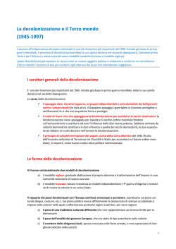 La decolonizzazione e il Terzo mondo (1945