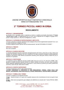 2&deg; torneo piccoli amici in erba regolamento