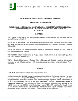 Bando corso di laurea a ciclo unico in Ingegneria edile