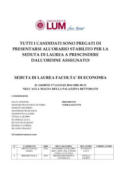 Elenco ammessi seduta di laurea 17 Luglio 2014