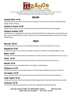 Salads Pizze - Pizanos Wood Fired Pizza