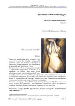 Il sentimento ineffabile della vergogna