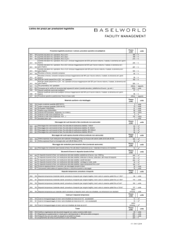 Listino dei prezzi per prestazioni logistiche