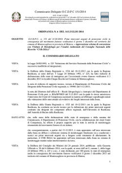 Ordinanza Commissariale n. 06 del 14 luglio 2014