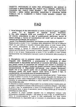 oggetto: procedura di gara per affidamento dei servizi di