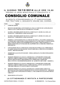 CONSIGLIO COMUNALE - Comune di Castelfranco Emilia