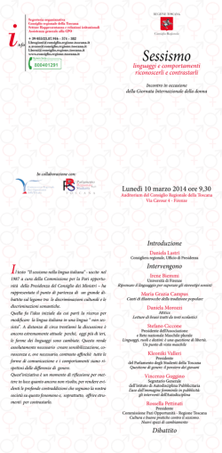 Sessismo - Consiglio Regionale della Toscana