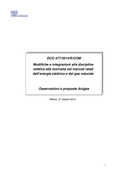 DCO 477/2014/R/COM Modifiche e integrazioni alla