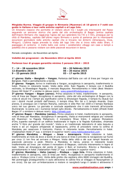 MINGLABA. Viaggio in Birmania 10 giorni e 7 notti