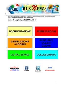 Newsletter n. 30/31 luglio-agosto 2014