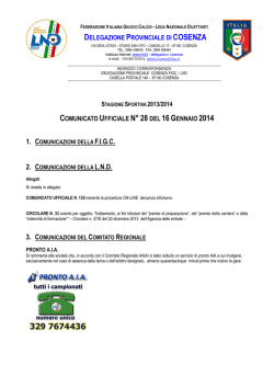 Comunicato Ufficiale n&deg;28 del 16 Gennaio 2014