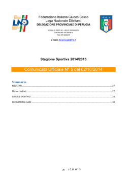 Comunicato Ufficiale N&deg; 5 del 02/10/2014